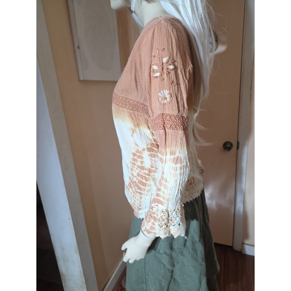 Eye Candy Gauze Babydoll Peasant Top Embroidery Y2K‎ Cottagecore Romantic Cotton